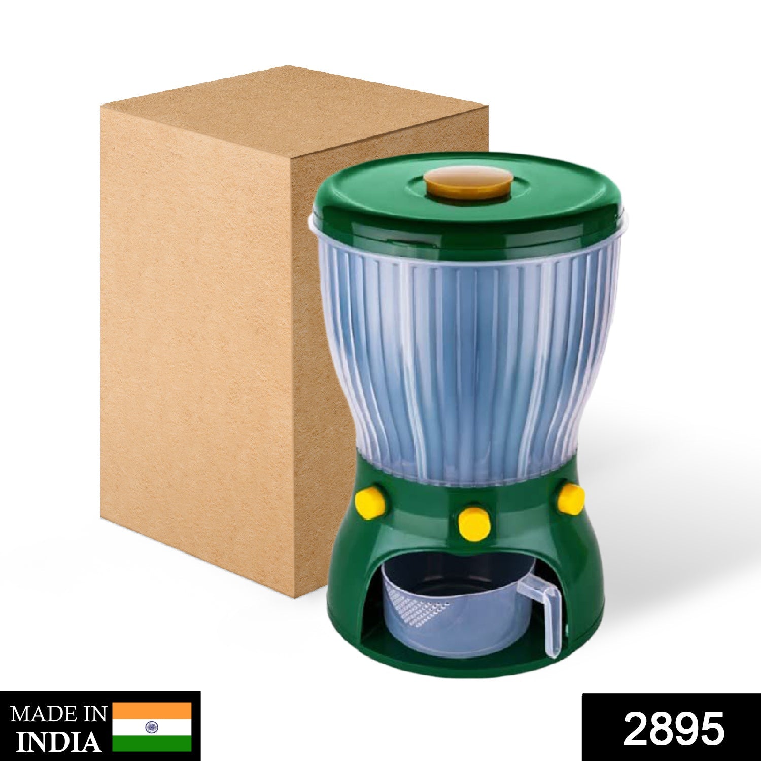 2895 Whole Grains Rice Bucket Rice Storage Tank, 360 Degree Rotary 4-Grid Rice Storage Dry Food Dispenser Food Storage Box, Green DeoDap 2895 Whole Grains Rice Bucket Rice Storage Tank, 360 Degree Rotary 4-Grid Rice Storage Dry Food Dispenser Food Storage Box, Green DeoDap